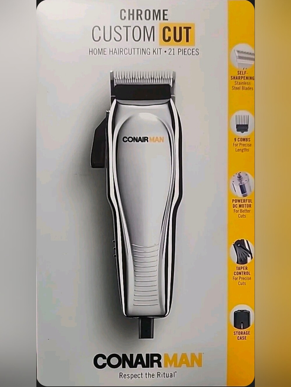 ConairMAN Hair Clippers for Men – 21-Piece Haircut Kit w/ Taper Control (Corded)